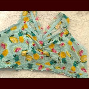 Cacique Stretch Lace Bralette - fruit print